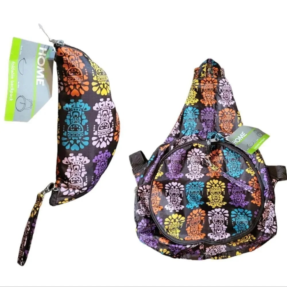 āColorfulĀ AztecāMenāPrintedāFoldableāSlingbackāBackpack,āNWT - Picture 1 of 7
